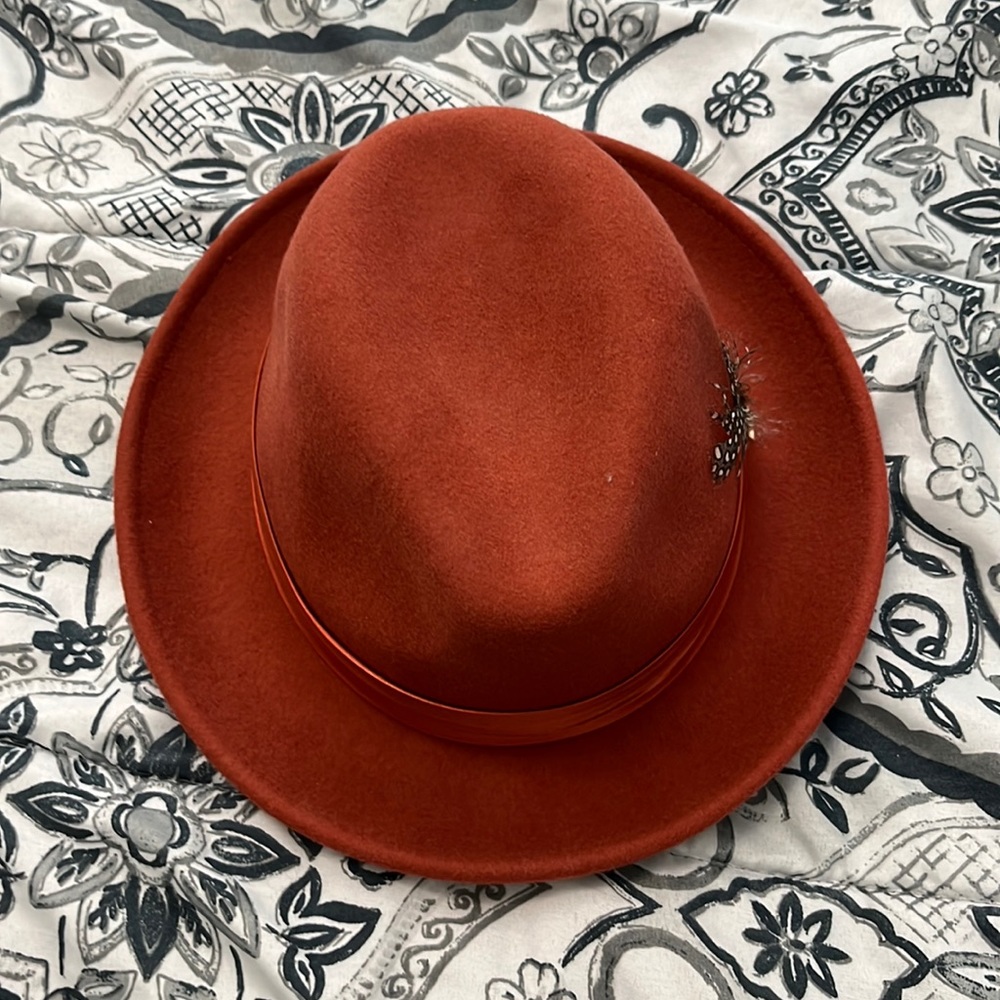 Burnt orange fedora hat